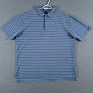 Peter Millar Polo Shirt Mens XL Blue Golf Summer Performance Striped